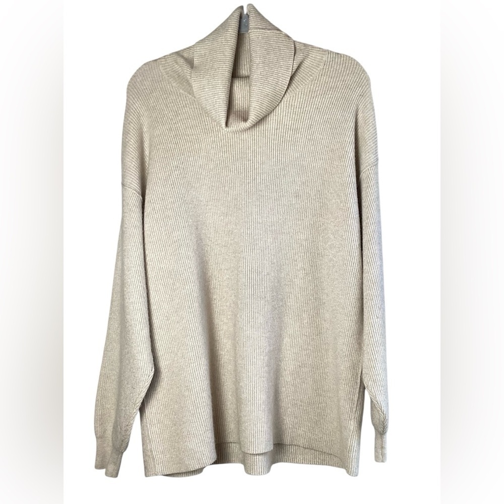 Free People sweater women boho tan S/P oversize soft knit tunic modest